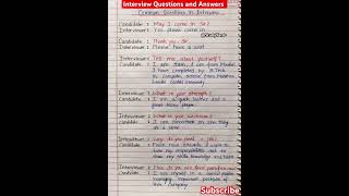 Interview Questions and answers l interview l common interview Questions and answer [upl. by Olethea]