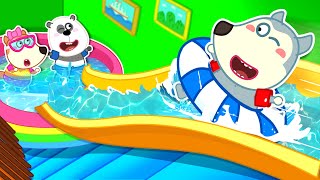 I Built a Waterpark In My House  Kids Play Safe At Home 🤩 Wolfoo Kids Cartoon [upl. by Aetnuahs]