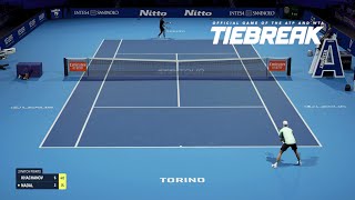 TIEBREAK  Rafael Nadal Vs Karen Khachanov I Nitto ATP Finals I Expert Difficulty PS5 [upl. by Seaden695]