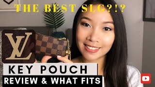 LOUIS VUITTON KEY POUCH REVIEW  WHAT FITS  DAMIER EBENE [upl. by Yve]