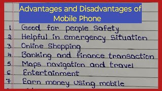 8 lines Advantages and 8 lines Disadvantages of Mobile PhoneAdvantages and Disadvantages of Mobile [upl. by Ecnerewal]