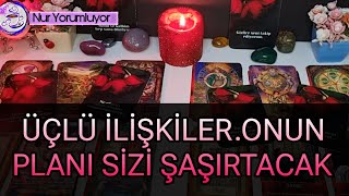 ÜÇLÜ İLİŞKİLER ❗❗ ONUN DÜŞÜNCESİ VE PLANI SİZİ ŞAŞIRTACAK tarotfalı keşfet [upl. by Matuag]