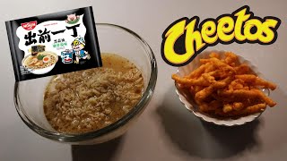 NISSIN DEMAE RAMEN BLACK GARLIC OIL TONKOTSU amp CHEETOS CHEDDAR JALAPENO ASMR MUKBANG [upl. by Hpeseoj240]