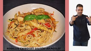 Nouilles chinoise sautées au poulet et légumes  recette facile et rapide [upl. by Mallissa]