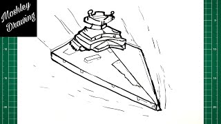 How to Draw Imperial Star Destroyer  Star Wars Spaceship [upl. by Assile397]