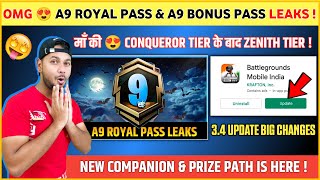 OMG 😍 A9 Royal Pass amp Bonus Pass A9  Zenith Clash Tier  Bgmi 34 Update Leaks  Bgmi New Update [upl. by Asyl118]