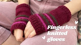 How to knit fingerless gloves I Simple fairisle pattern I Flat knitting [upl. by Laohcin337]