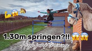 130m SPRINGEN 😱 high jump training met Mokka 🤎🐴 [upl. by Krenek683]