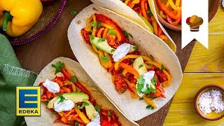 Fajitas Rezept  Vegetarische Tortillas gefüllt mit Jackfruit und Avocado  EDEKA [upl. by Einnaf]