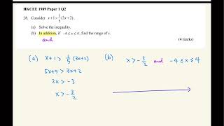 HKCEE 1989 Paper 1 Q2 Ineq [upl. by Johann]