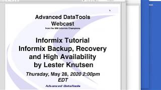 Informix Tutorial  Informix Backup Recovery and High Availability by Lester Knutsen [upl. by Balsam821]