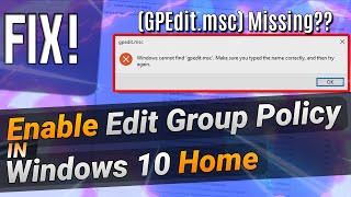 How to enable group policy editor in windows 10 home edition [upl. by Eniortna]