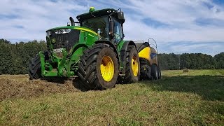 Heu wenden schwaden pressen mit New Holland DeutzFahr John Deere Same und Fendt [upl. by Marko]