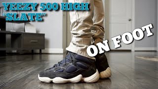 Yeezy 500 High Slate On Foot [upl. by Accemahs]