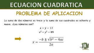 Ecuación cuadrática  Problema de aplicación  Ejemplo 1 [upl. by Marge]