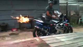 Hot Licks Single Exhaust Kit on EFI Sport Bike with Propane [upl. by Atiuqes190]