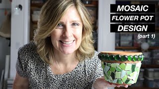 HOW TO MOSAIC A FLOWER POT  part 1  Materials Cutting and Tiling [upl. by Horick]