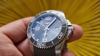 Longines Hydroconquest 41mm with gray dial ceramic bezel and rubber strap on wrist [upl. by Sucramej]