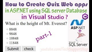 How to Create Quiz Web Application in ASPNET using SQL Server Database Part1 With Source Code [upl. by Plume30]