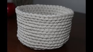 koszyk ze sznurka bawełnianego na szydełku  basket on crochet [upl. by Etnasa411]