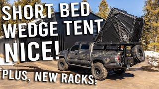 Tacoma Roof Rack Bed Rack Tent Updates  Short Bed  Wedge Tent  No Problem 2024 Tacoma Updates [upl. by Aneras]