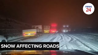 WATCH  Highly treacherous Heavy snowfall leaves motorists stranded overnight in KZN and Free State [upl. by Holladay]