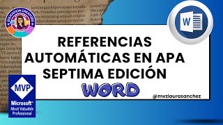 REFERENCIAS AUTOMÁTICAS FORMATO APA SEPTIMA EDICIÓN WORD MVZLAURASANCHEZ [upl. by Garland]