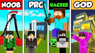 Best of Minecraft NOOB vs PRO vs HACKER vs GOD  LUXURY FAMILY HOUSE BUILD CHALLENGE [upl. by Rangel]