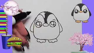 COME DISEGNARE FACILE DISEGNI KAWAII CARINI DA FARE pinguino [upl. by Frerichs485]