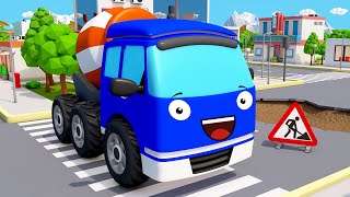 Cement Mixer Truck in the City  Construction Vehicles  Bip Bip Cars amp Trucks Cartoon for Kids [upl. by Christan]