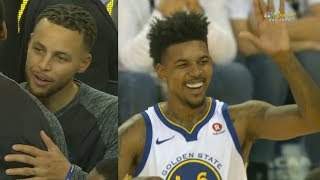 Stephen Curry New Hair Debut Nick Young Left Wide Open 201718 Season [upl. by Atcele]