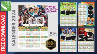 FREE DOWNLOAD 5 TEMPLATE KALENDER KARAKTER 2024  FILE CDR X7 [upl. by Koetke]