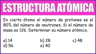 En cierto átomo el número de protones es el80 del número de neutrones Si el número de masa es 126 [upl. by Adriano]