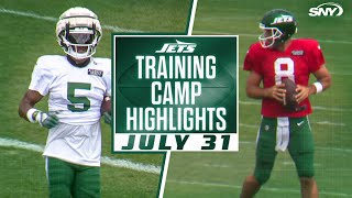 Aaron Rodgers Garrett Wilson Breece Hall NY Jets Training Camp Highlights 73124  SNY [upl. by Aia943]