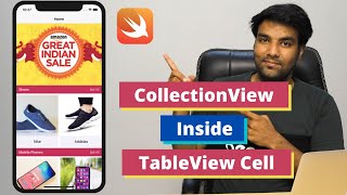 Adding Collection view in Table view cell in Swift 52  Ecommerce home page [upl. by Noicpesnoc]