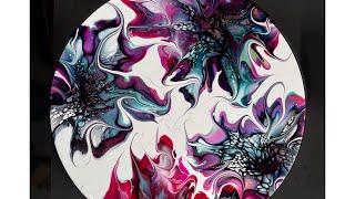 1569 Awesome Tilted and Spun Bloom Technique on a Round Acrylic Paint Pouring [upl. by Montague44]