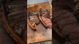 Red oak planked Tomahawk Steaks shorts [upl. by Garratt]