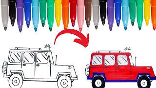 HOW TO DRAW CAR  EASY DRAWING FOR KIDS [upl. by Pruchno647]