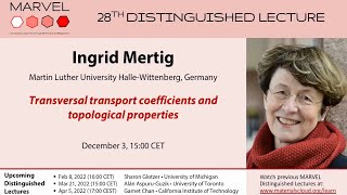 28 MDL  Ingrid Mertig Transversal transport coefficients and topological properties [upl. by Manno]