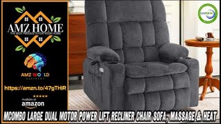 Describing MCombo Large Dual Motor Power Lift Recliner Chair Sofa Massage amp Heat Amazon [upl. by Nodnar]