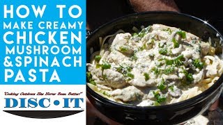 Creamy Chicken Spinach amp Mushroom Pasta Recipe Cook On The Grill [upl. by Katheryn592]