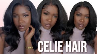 SHORT 14 INCH HD LACE BODY WAVE WIG INSTALL FROM START TO FINISH  FT CELIE HAIR [upl. by Cavuoto]