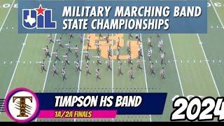 Timpson HS Band UIL 1A2A State Military Marching Contest Finals 2024 [upl. by Greyso]