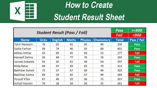 Student Result Sheet SUM and Pass or Fail  Excel for Beginners 2021 [upl. by Pinelli]