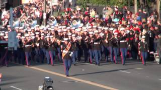 USMC West Coast Composite Band  2014 Pasadena Rose Parade [upl. by Aikkin309]