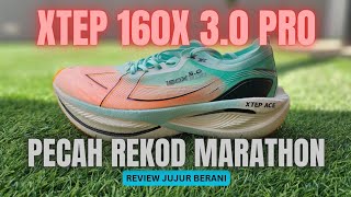 XTEP 160X 30 PRO  PECAH REKOD MARATHON [upl. by Atinuj]