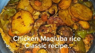 Chicken Maqluba riceOriginal Arabic recipe 👌maqluba rice chickenarabic [upl. by Llenaej338]