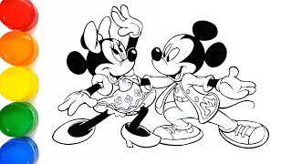 Coloring Mickey Minnie Mouse Step by Step Disney Mickey Minnie Mouse Drawing and Coloring 16 [upl. by Egon284]