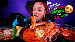 2X SPICY LOBSTER TAIL amp KING CRAB CARBONARA NOODLE SEAFOOD BOIL MUKBANG ASMR  QUEEN BEAST [upl. by Janina]