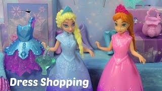 Elsa and Anna Magiclip Dolls Go Dress Shopping at Periwinkles Crystal Boutique [upl. by Zollie]